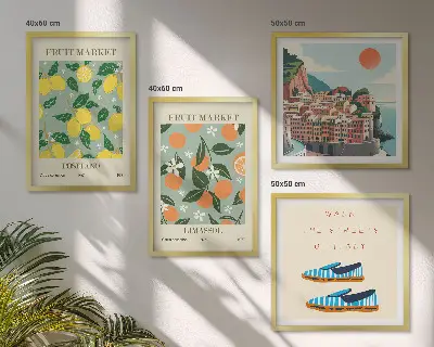 Wanddeko-Set mit Fruchtmotiven im italienischen Stil