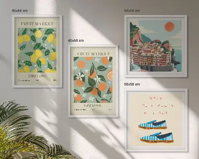 Wanddeko-Set mit Fruchtmotiven im italienischen Stil