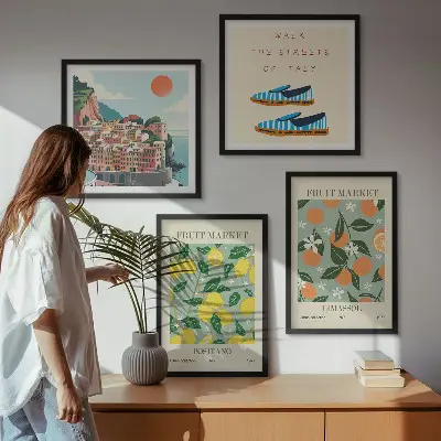 Wanddeko-Set mit Fruchtmotiven im italienischen Stil