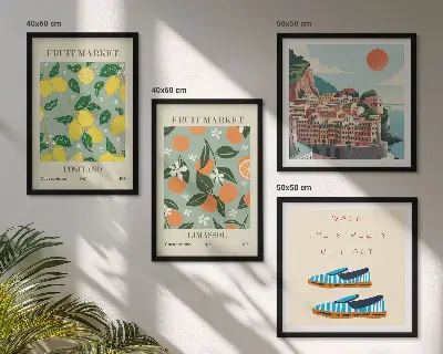 Wanddeko-Set mit Fruchtmotiven im italienischen Stil