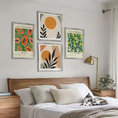 Polyptychon mit Rahmen mit Boho-Papaya-Fruchtmuster
