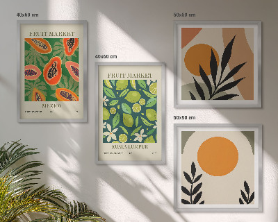 Polyptychon mit rahmen Boho-Papaya-Fruchtmuster