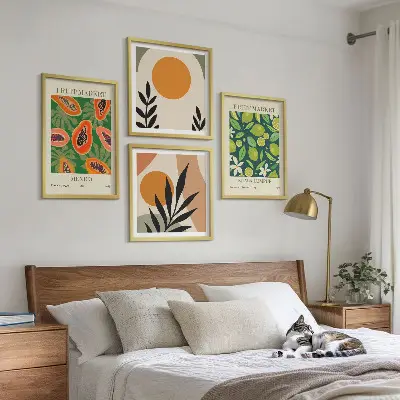 Polyptychon mit Rahmen mit Boho-Papaya-Fruchtmuster