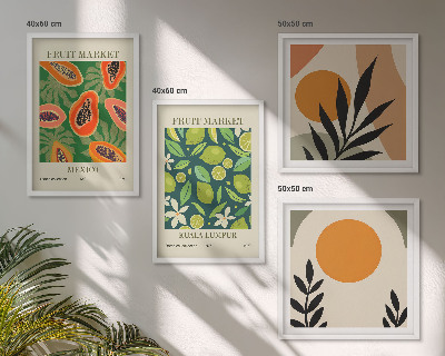 Polyptychon mit rahmen Boho-Papaya-Fruchtmuster