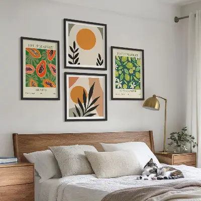 Polyptychon mit Rahmen mit Boho-Papaya-Fruchtmuster