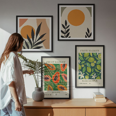 Polyptychon mit rahmen Boho-Papaya-Fruchtmuster