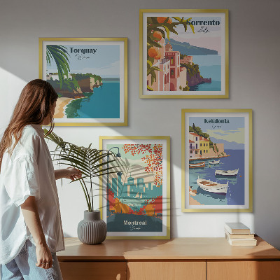 Polyptychon mit rahmen Retro-Ansichten von Städten auf der ganzen Welt