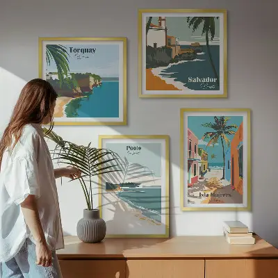 Wanddeko-Set mit tropischen Stränden und Palmen