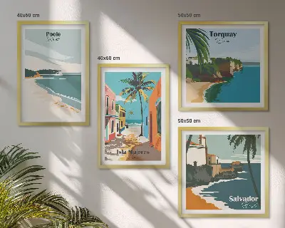 Wanddeko-Set mit tropischen Stränden und Palmen