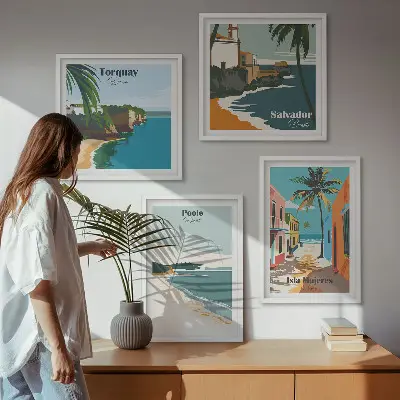 Wanddeko-Set mit tropischen Stränden und Palmen