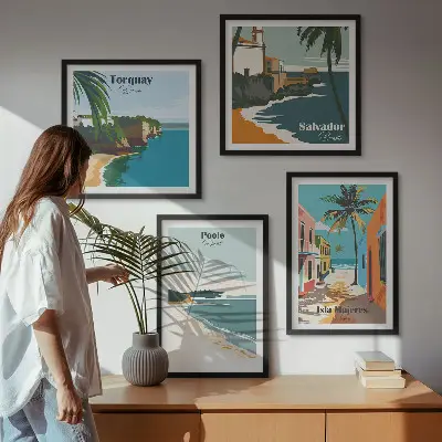 Wanddeko-Set mit tropischen Stränden und Palmen