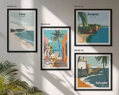 Wanddeko-Set mit tropischen Stränden und Palmen