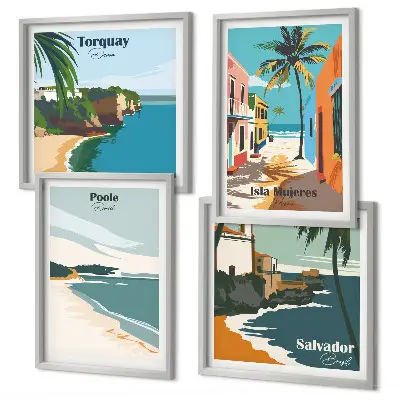 Wanddeko-Set mit tropischen Stränden und Palmen