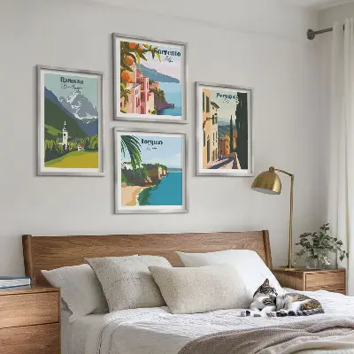 Wanddeko-Set mit Berglandschaften und Städten