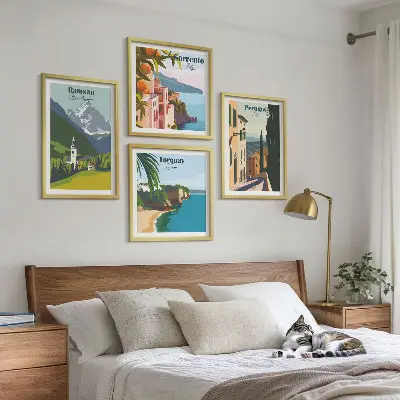 Wanddeko-Set mit Berglandschaften und Städten