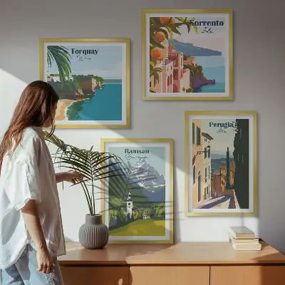 Wanddeko-Set mit Berglandschaften und Städten