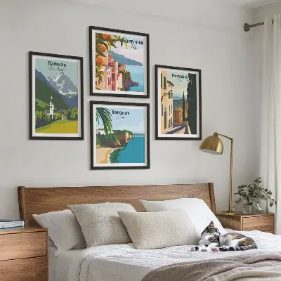 Wanddeko-Set mit Berglandschaften und Städten