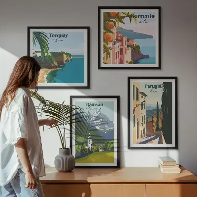 Wanddeko-Set mit Berglandschaften und Städten