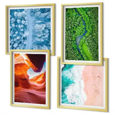 Grün der Wasserschlucht im Winter als Polyptychon mit Rahmen