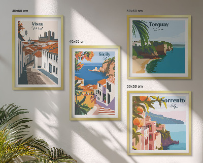 Wanddeko-set Retro-Illustrationen von Weltstädten