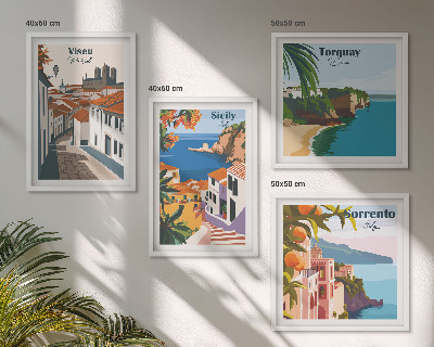 Wanddeko-set Retro-Illustrationen von Weltstädten