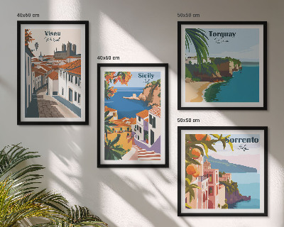 Wanddeko-set Retro-Illustrationen von Weltstädten