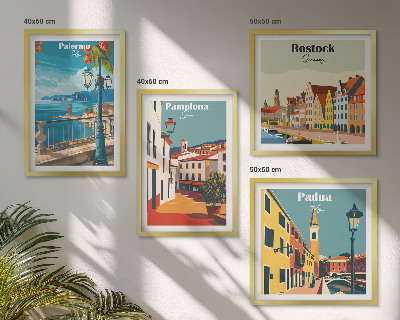 Wanddeko-set Retro-Stadtillustrationen