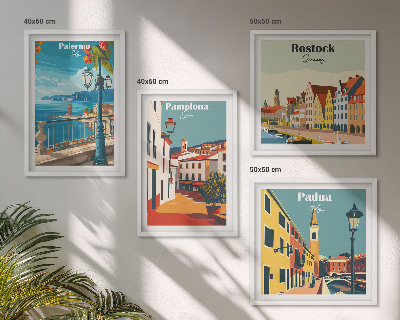 Wanddeko-set Retro-Stadtillustrationen