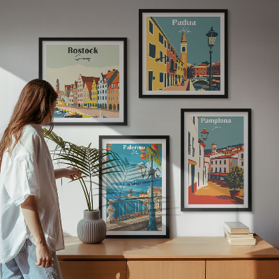 Wanddeko-set Retro-Stadtillustrationen