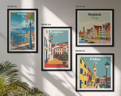 Wanddeko-set Retro-Stadtillustrationen