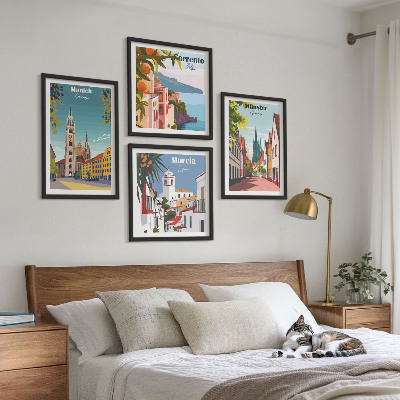 Polyptychon mit rahmen Europäische Städte in farbigen Illustrationen