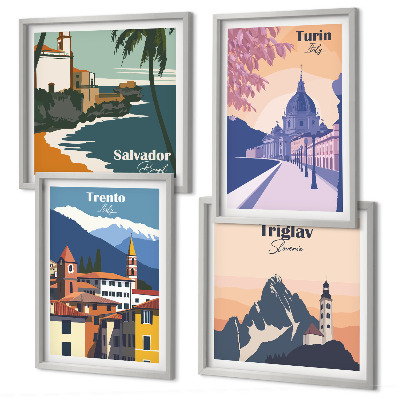 Polyptychon mit rahmen Illustrationen zur Retro-Architektur der Berge