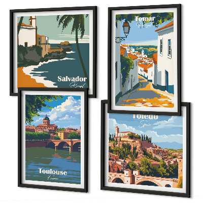 Wanddeko-set Retro-Stadtgrafiken