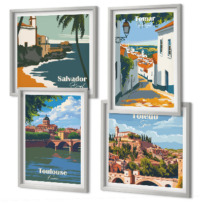 Wanddeko-set Retro-Stadtgrafiken