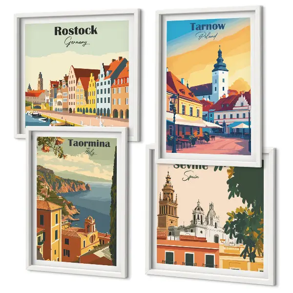 Architektur der Küstenstädte als gerahmtes Polyptychon