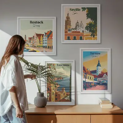 Architektur der Küstenstädte als gerahmtes Polyptychon