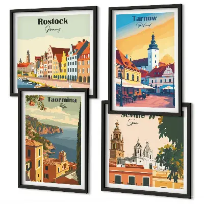 Architektur der Küstenstädte als gerahmtes Polyptychon