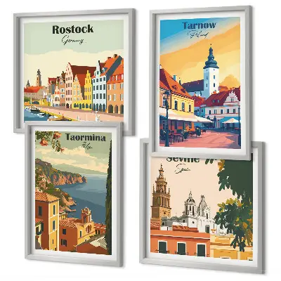Architektur der Küstenstädte als gerahmtes Polyptychon