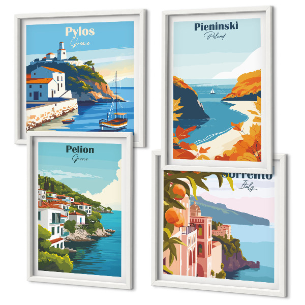 Wanddeko-set Retro-Landschaften im malerischen Stil