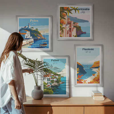 Wanddeko-set Retro-Landschaften im malerischen Stil