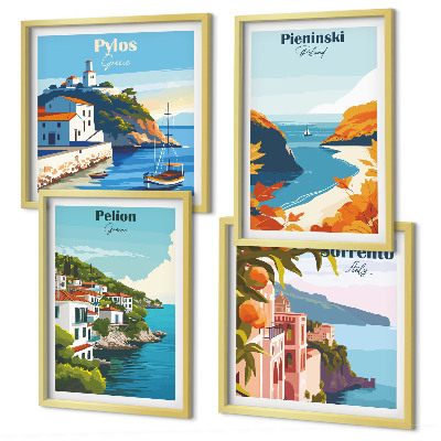 Wanddeko-set Retro-Landschaften im malerischen Stil