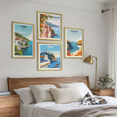 Wanddeko-set Retro-Landschaften im malerischen Stil