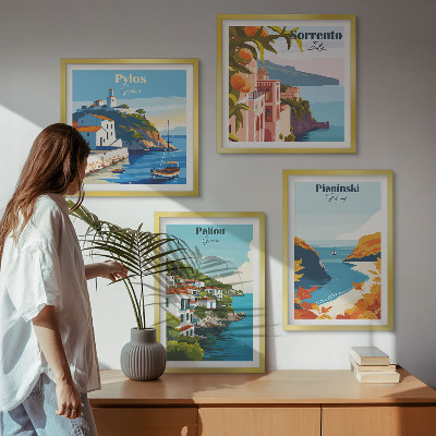 Wanddeko-set Retro-Landschaften im malerischen Stil
