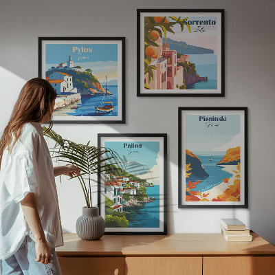 Wanddeko-set Retro-Landschaften im malerischen Stil