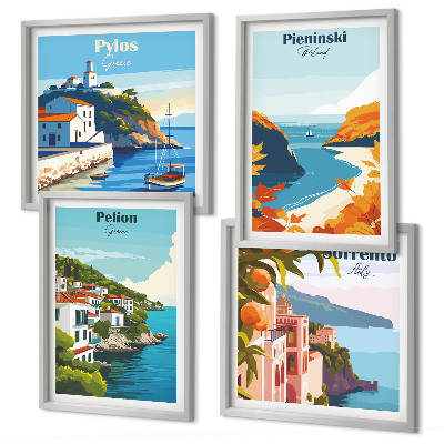Wanddeko-set Retro-Landschaften im malerischen Stil