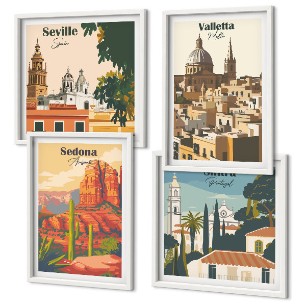 Wanddeko-set Retro-Stadtansichten Sedona Sintra
