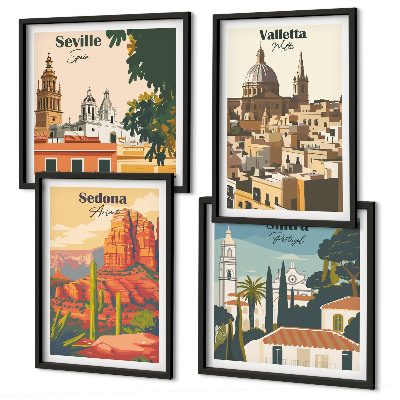 Wanddeko-set Retro-Stadtansichten Sedona Sintra