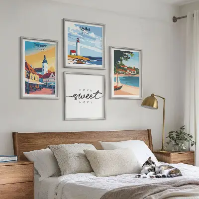 Wanddeko-Set mit polnischen Städten Ustka, Tarnów und Sopot