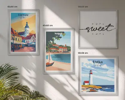 Wanddeko-Set mit polnischen Städten Ustka, Tarnów und Sopot