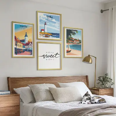 Wanddeko-Set mit polnischen Städten Ustka, Tarnów und Sopot